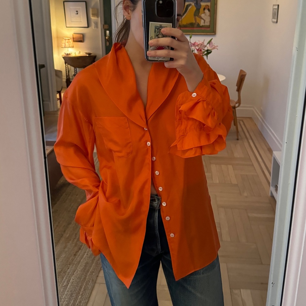 Wales Bonner orange silk top